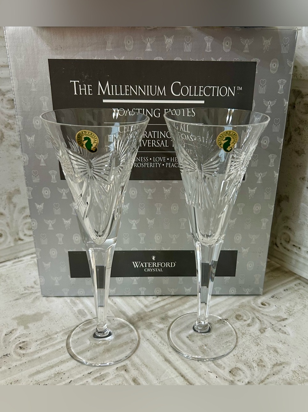 Waterford Crystal Millennium Vintage Toasting Flutes set of 2